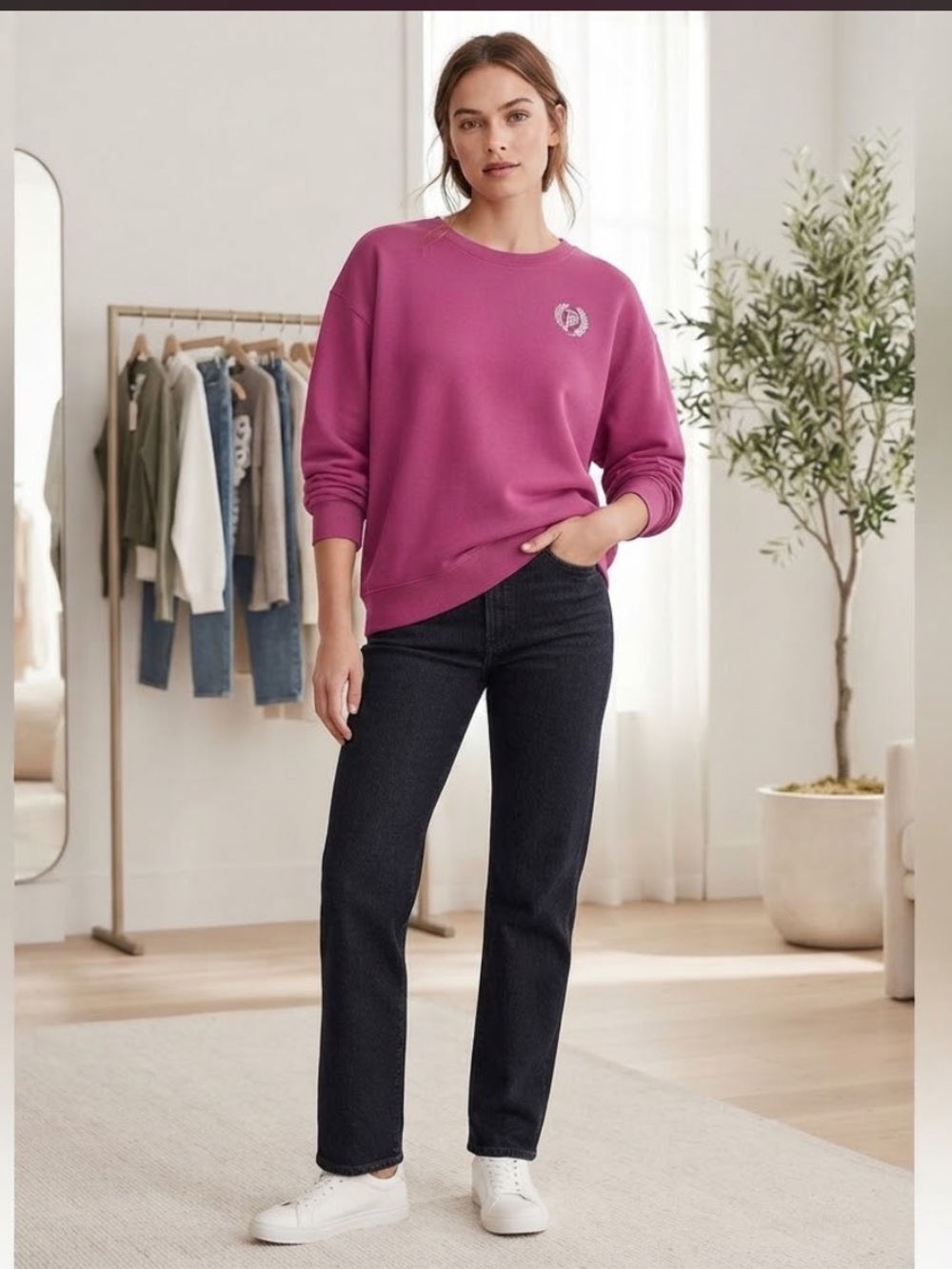Victoria's Secret PINK Magenta Sweatshirt Crewneck Pullover Women's Size XL